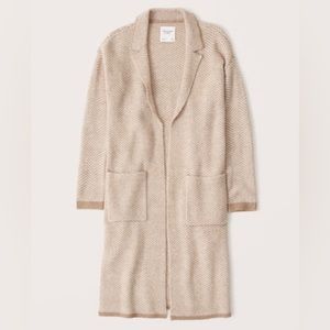 Beige and cream Abercrombie "coatigan"